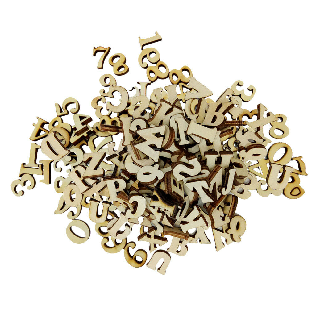 200pcs Natural Wooden Alphabet Letters Arabic Numbers Pieces for Crafts DIY