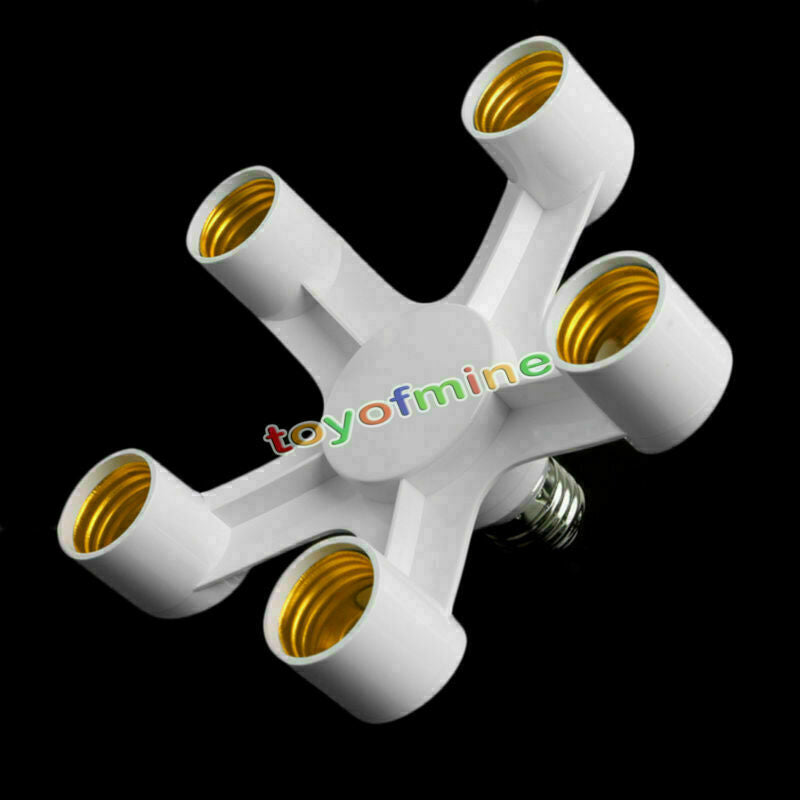 5 In 1 E27 To 5 E27 Base Socket Splitter LED Light Lamp Bulb Adapter Holder Home