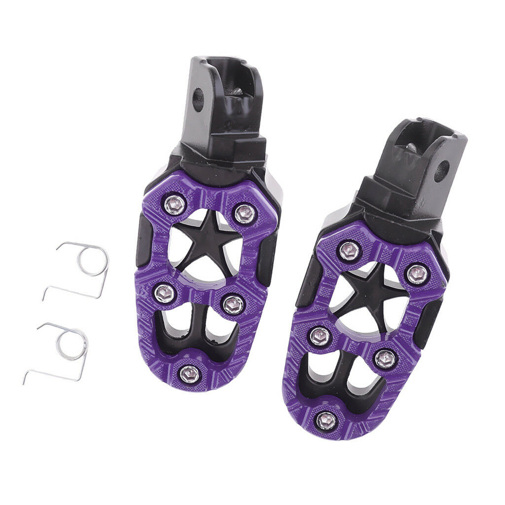 2x Left Right Universal Pedals Foot Pegs Footrests for Motorbike ATV Purple