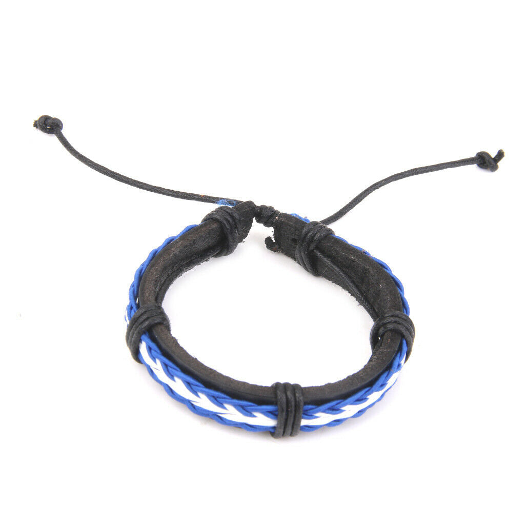 2 Pcs Surfer Style Leather Braided Bracelet Wristband for Men Women Adjustable