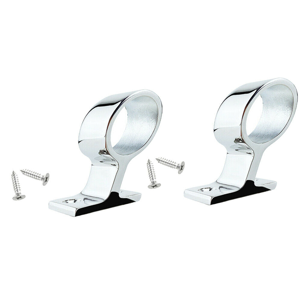 2xMirror Polished Stainless Steel Marine Railing Handrail Pipe Tube Base Fitting