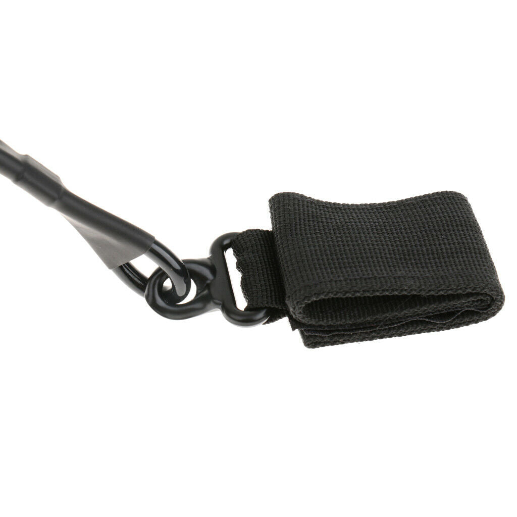 Black Multifunction Lanyard Coil w/ Clip Hook Snaps Quick Release 50cm