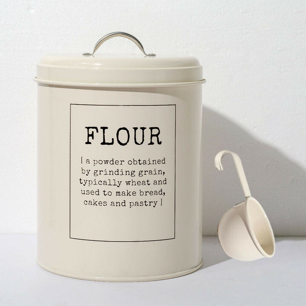 Metal Kitchen Food Flour Storage Tin Canister 5 litres Container 6.7x8 inch