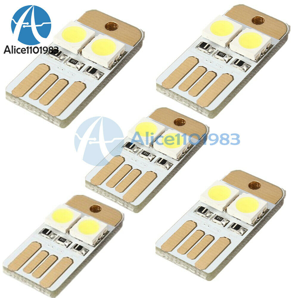 10Pcs Double Sided Pluggable USB LED Night Light Power Supply Lamp White