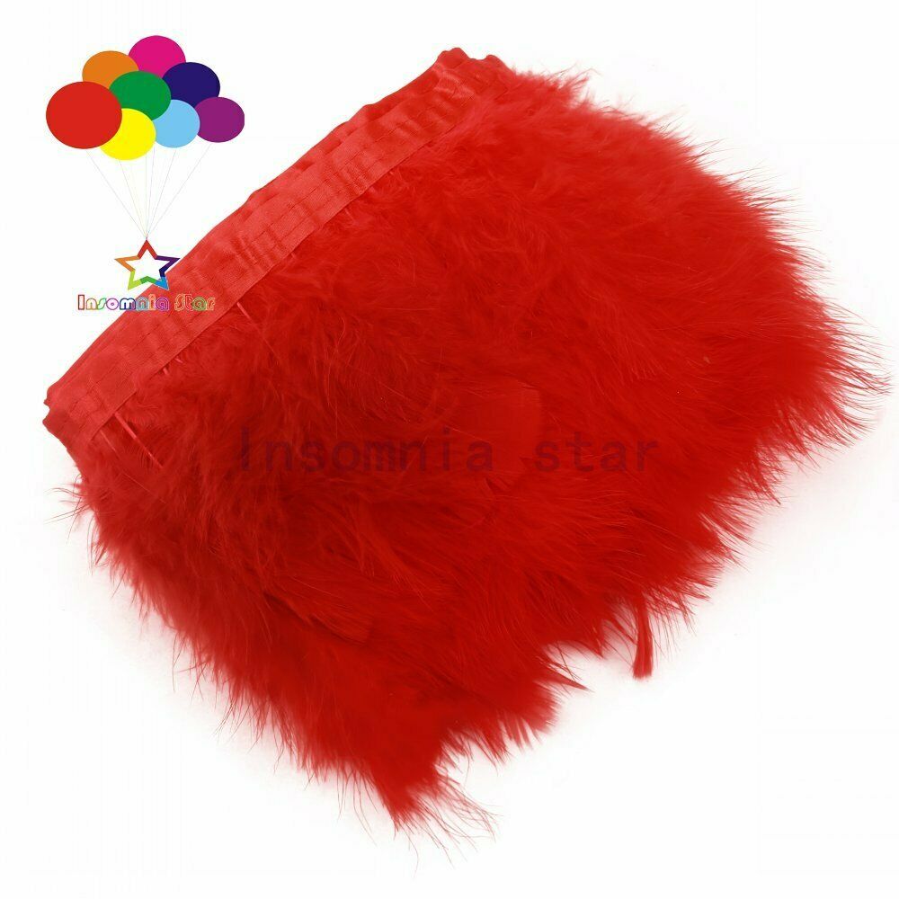 2 Meter Red marabou turkey fluff feather trim fringe 15-17cm wide Ribbon 6-7inch