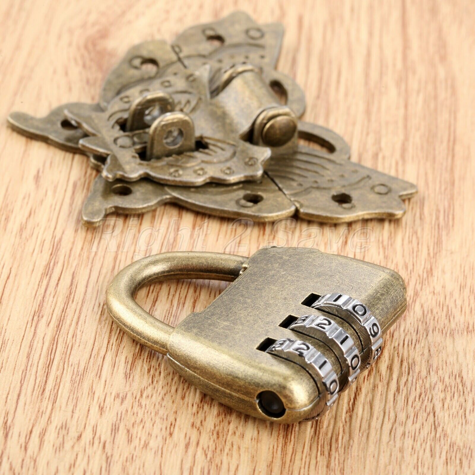 Zinc Alloy Password Padlock Lock Key with Butterfly Jewelry Box Latch Clasp Set