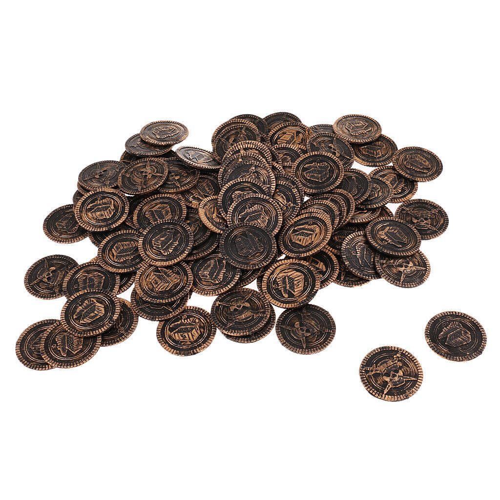 200Pcs Plastic Treasure Coins Captain Pirate Coins Chest Play Christmas