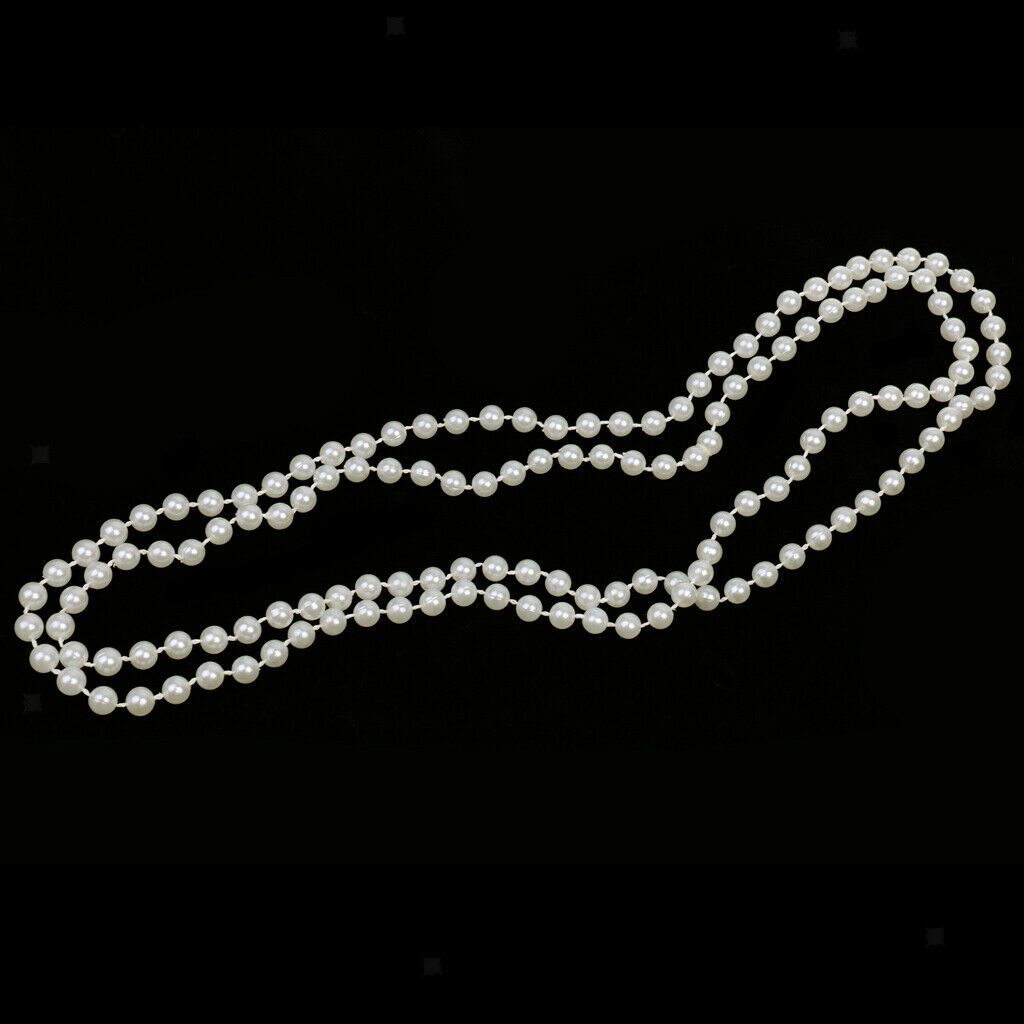 Long White Pearls Necklace  Flapper Party Dress Up Costume Accessory