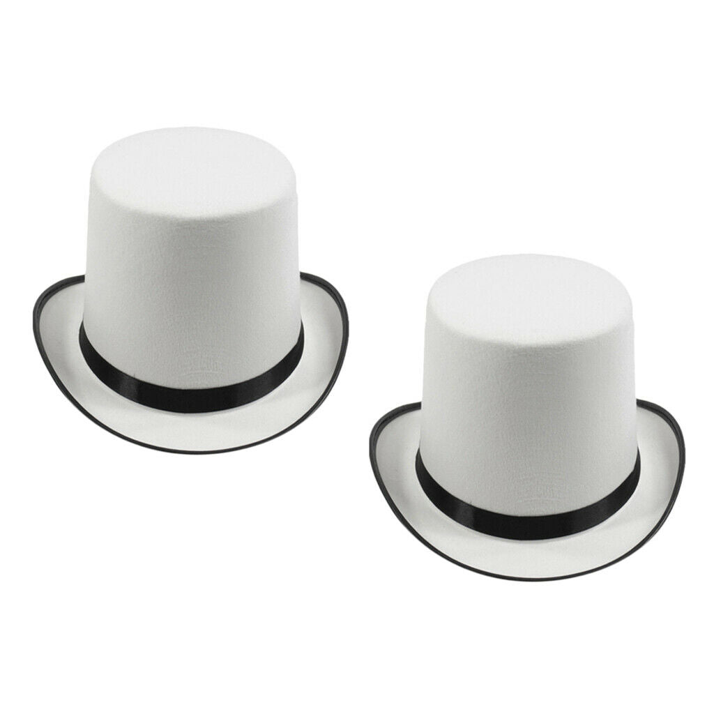 2x White Wizard Top Hat Party  Men Women Fancy Dress Costume Accessory