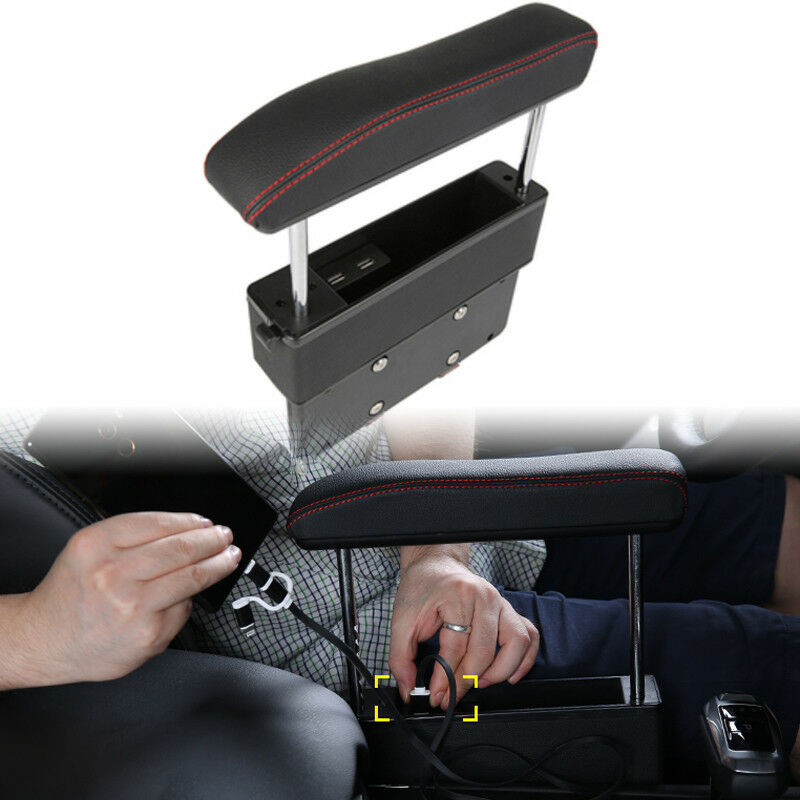 Car Driver Seat Pocket Storage Armrest Box Organizer Holder w/ USB Adjustable