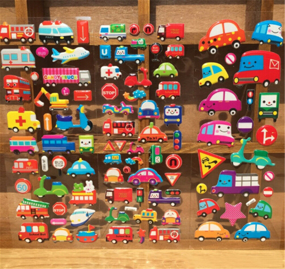 5PCS Cartoon Bubble Stickers Transport Cars Kids Bubble Stickers Christma.l8