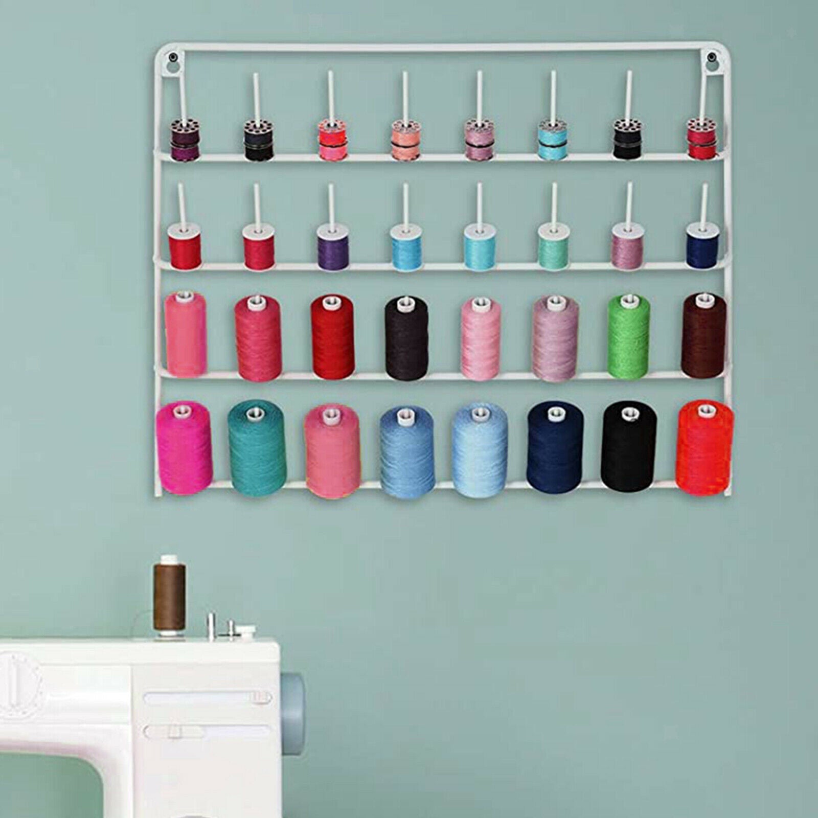 Metal Wall Hanging Thread Holder 32-Spool Sewing Thread Rack Organizer Tools