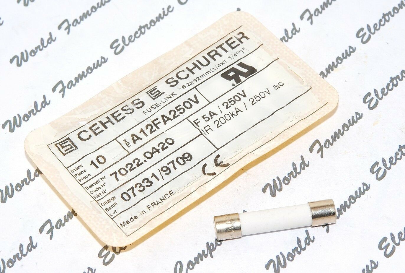 1pcs - SCHURTER (F) 5A 250V 6.3x32mm Ceramic Fuse - 7022.0420 - F5A / 250Vac