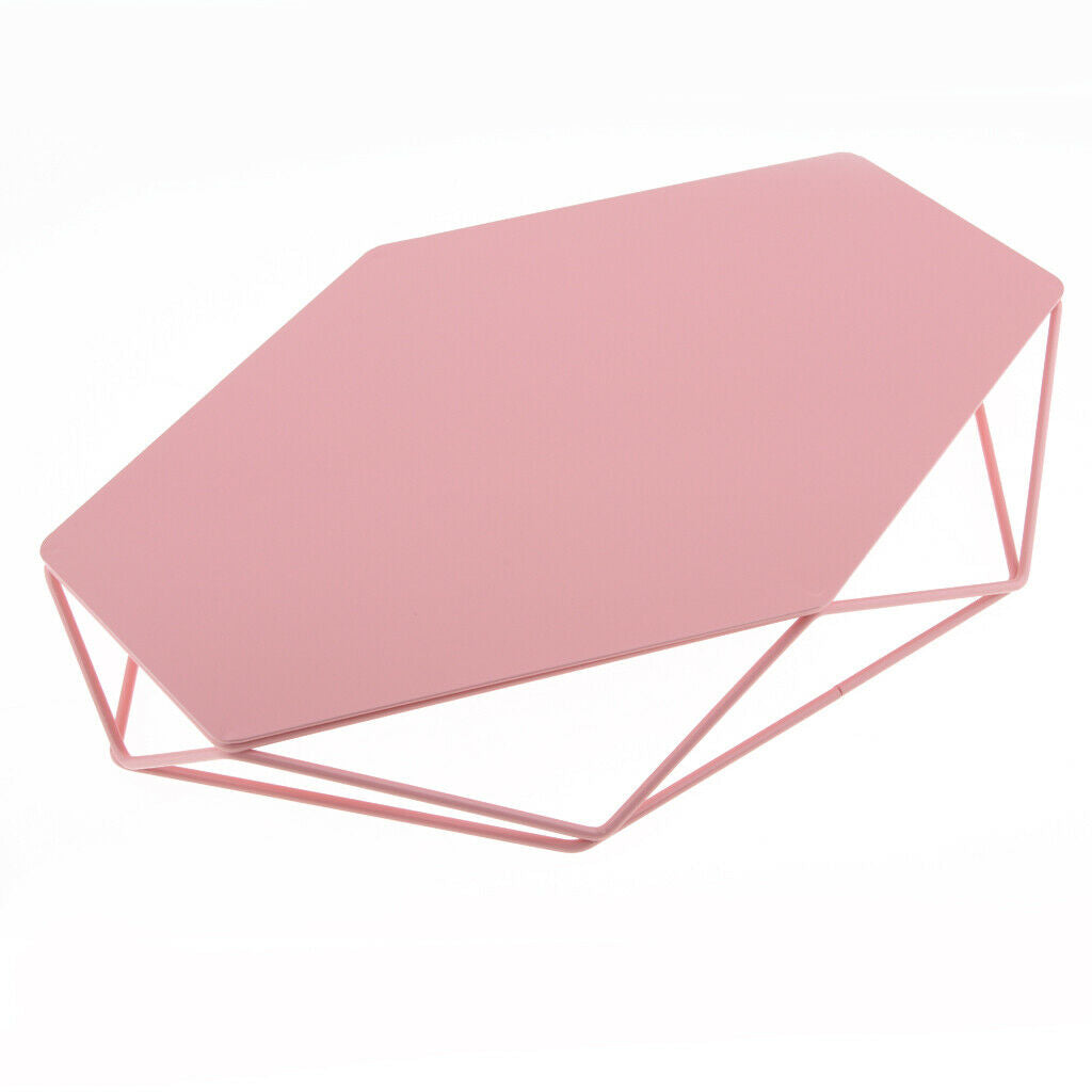 Geometric Jewelry Plate Tray for Jewelry Cake Fruit Dessert Dish Pink