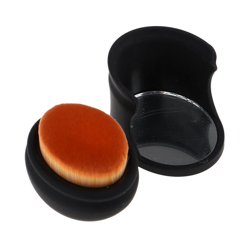 Foundation Makeup Brush Powder Eyeshadow Blush Brush with Base Mirror Black