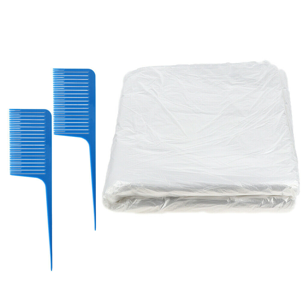 50x Transparent Waterproof Hair Cutting Capes Shampoo Gowns w/ Salon Comb