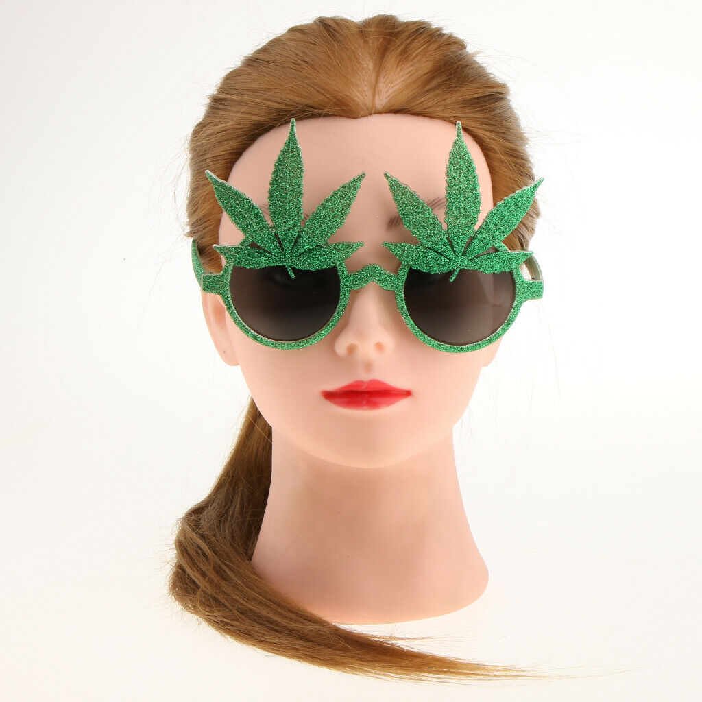 Novelty Glitter Green Maple Leaf