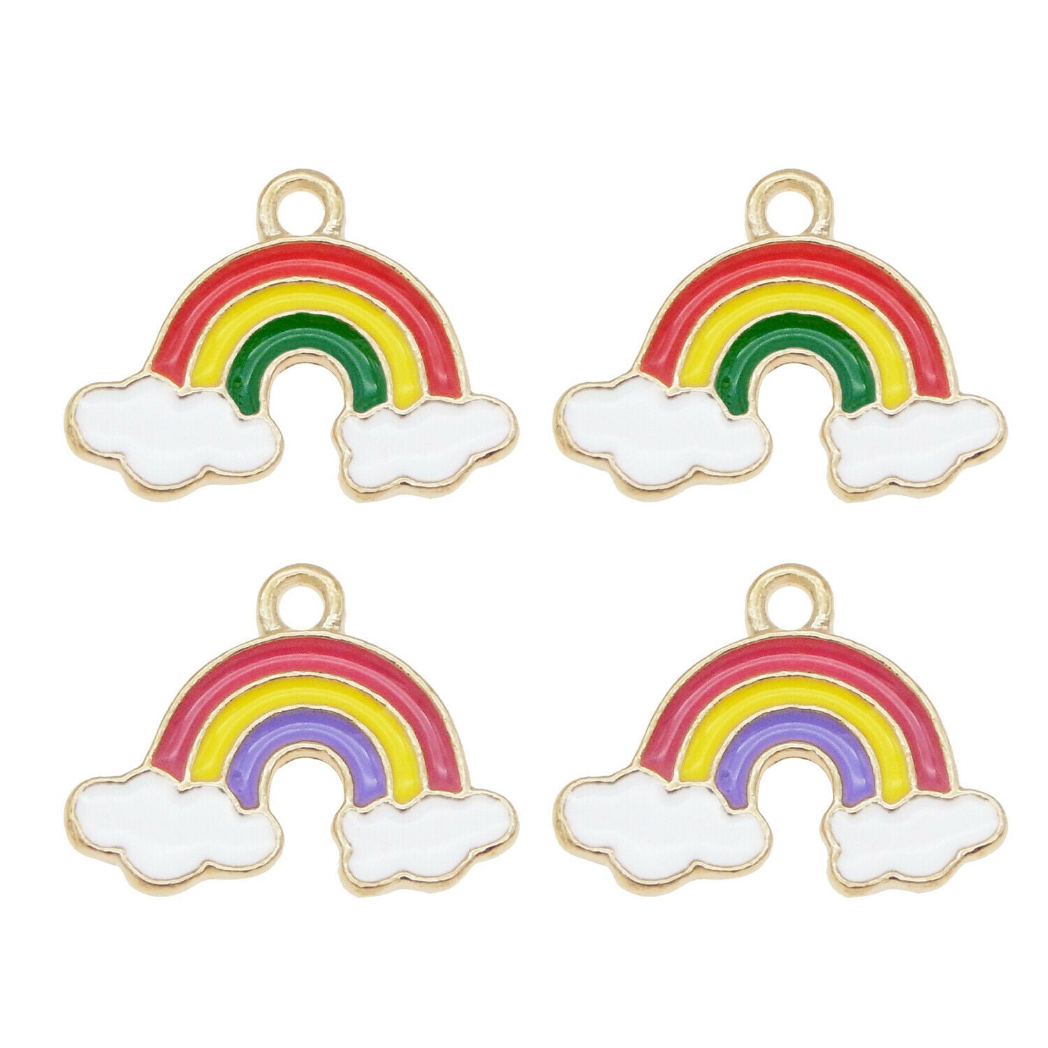 20pcs Enamel Plated Mixed Assorted Rainbow Cloud Pendant Charms Jewelry Findings