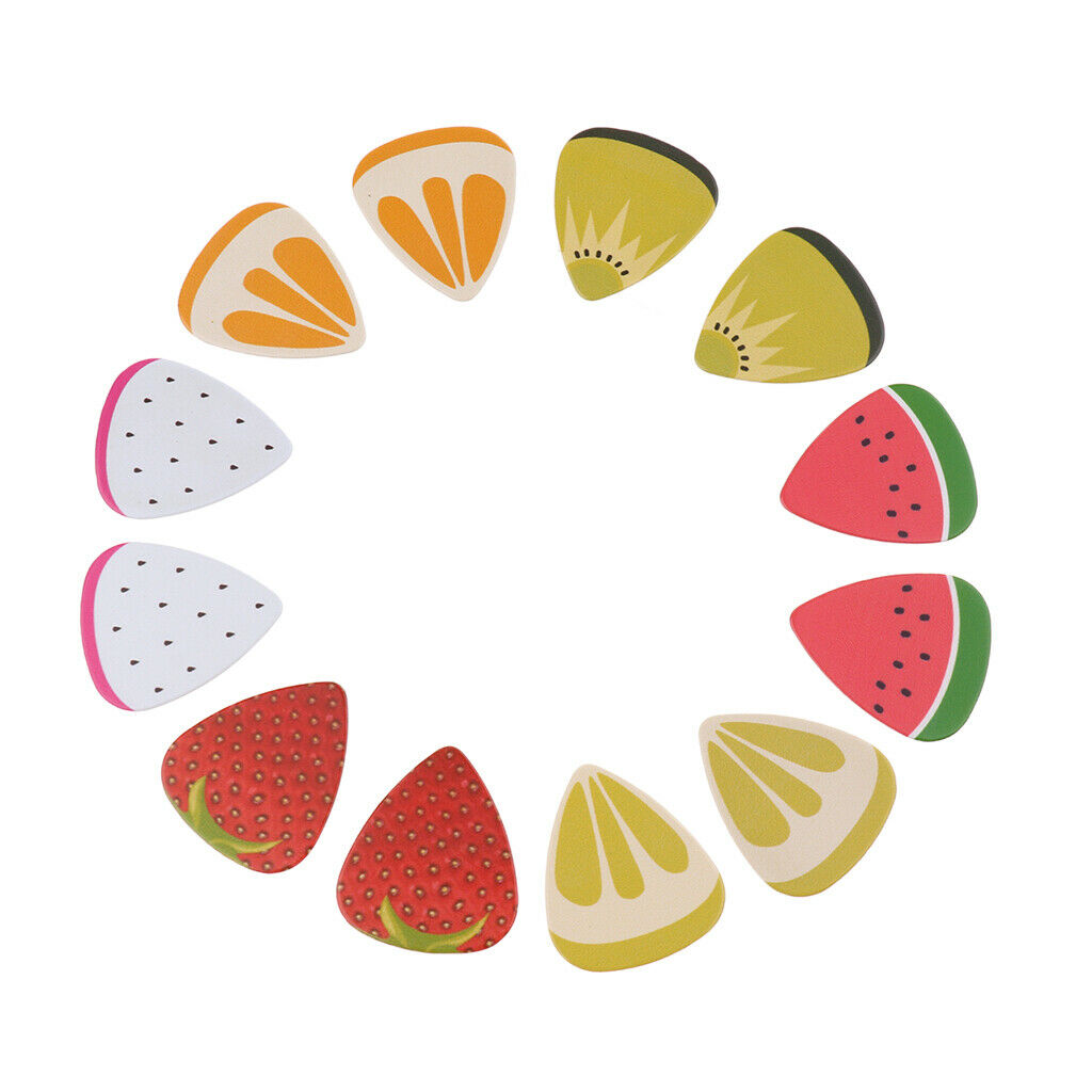 12Pcs Celluloid Fruit Guitar Plectrum Picks for Ukulele Uke Guitar Accs