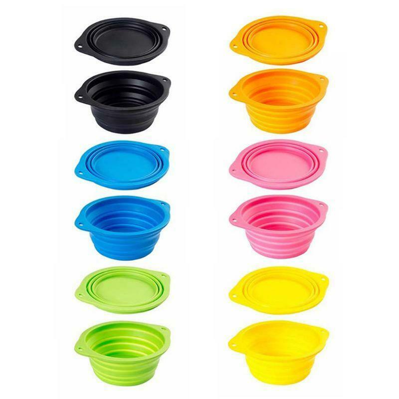 2pcs Silicone Pet Collapsible Folding Bowl with Lid Portable Dog Cat Water Bowls