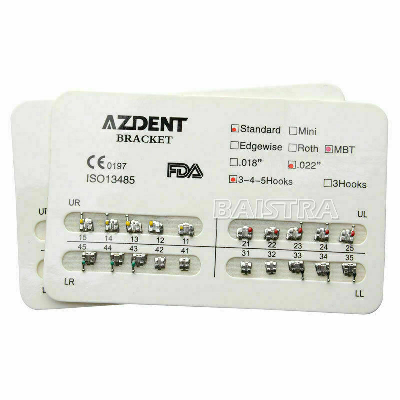 20pack Dental Orthodontic Brackets Braces Standard MBT Slot.022 Hook3-4-5 AZDENT