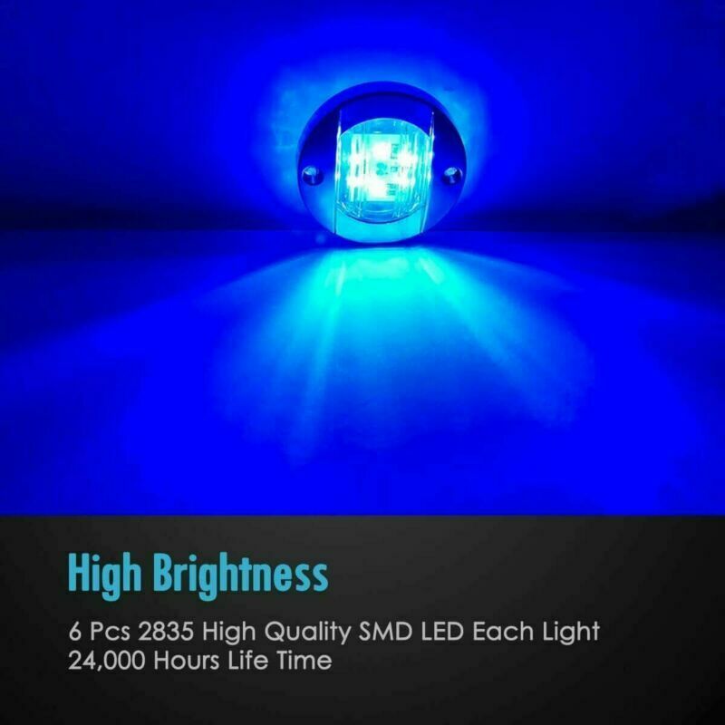 4PCS Round Marine Boat LED Courtesy Lights Cabin Deck Starboard Stern Light Blue