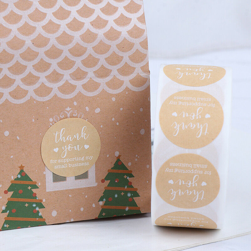 500pcs Thank You for Supporting My Business Kraft StickersRound Labels St.l8