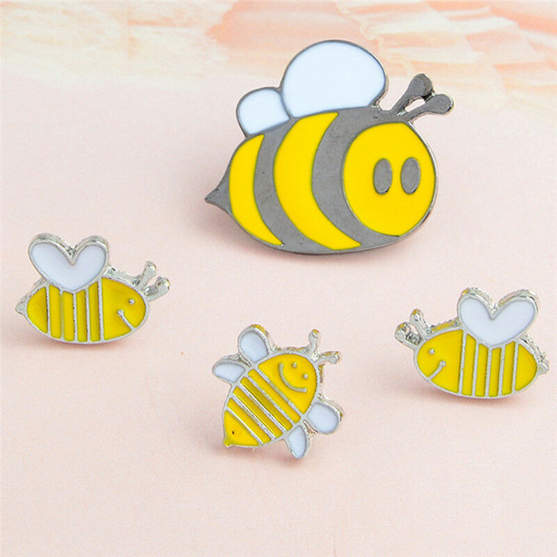 4PCS Enamel Animals Bee Brooch Pin Shirt Collars Pins Badge Corsage Jewelry Pb
