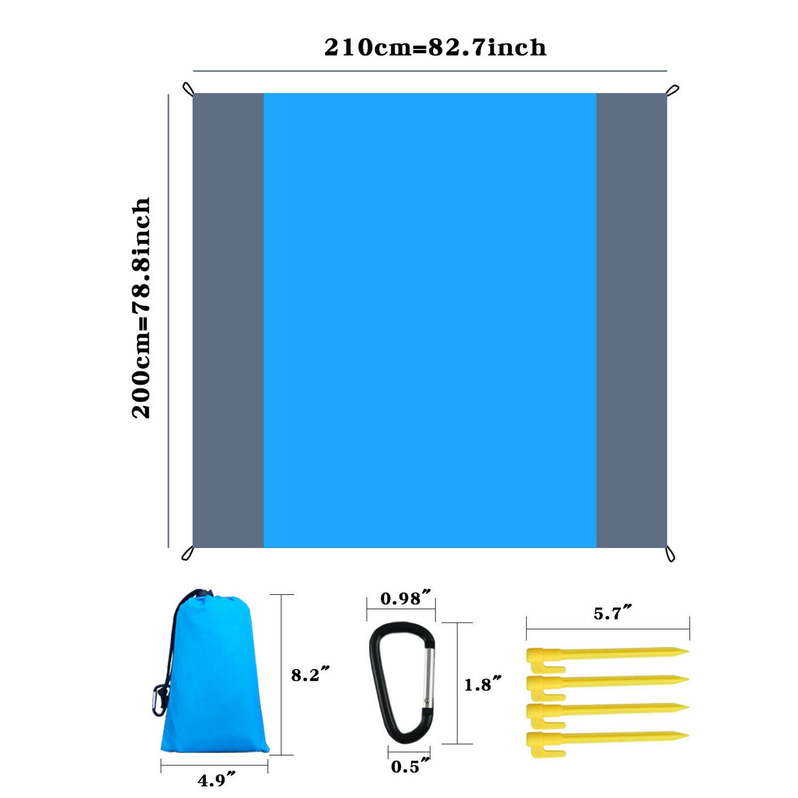 210x200cm Beach Blanket Waterproof Durable Folding Outdoor Picnic Mat Travel