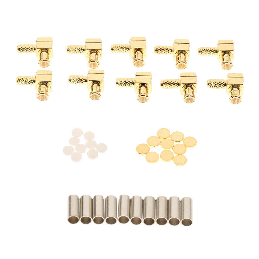 10 Pack MCX Male Plug Crimp Right Angle RF Connectors for Coaxial Cable