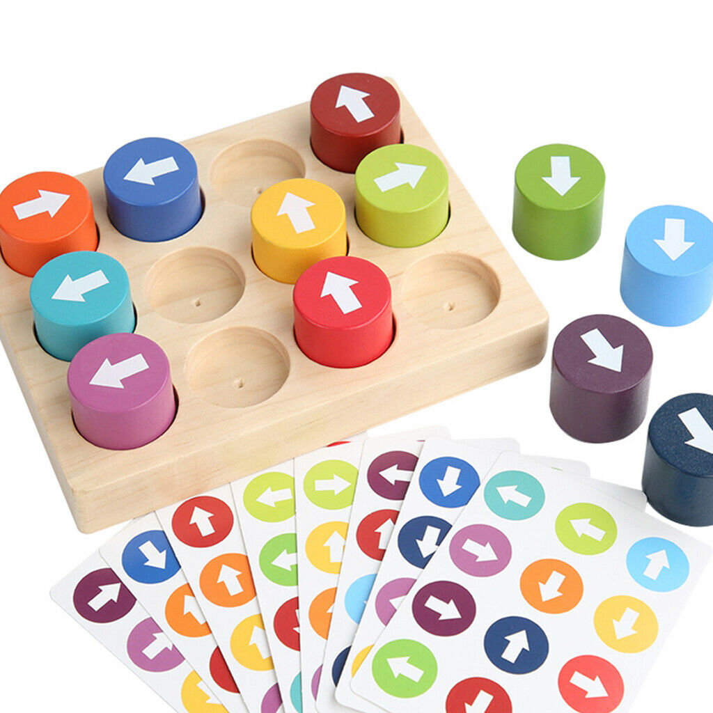 Educational Material Wooden Arrow Matching Game Puzzle Block Color Direction
