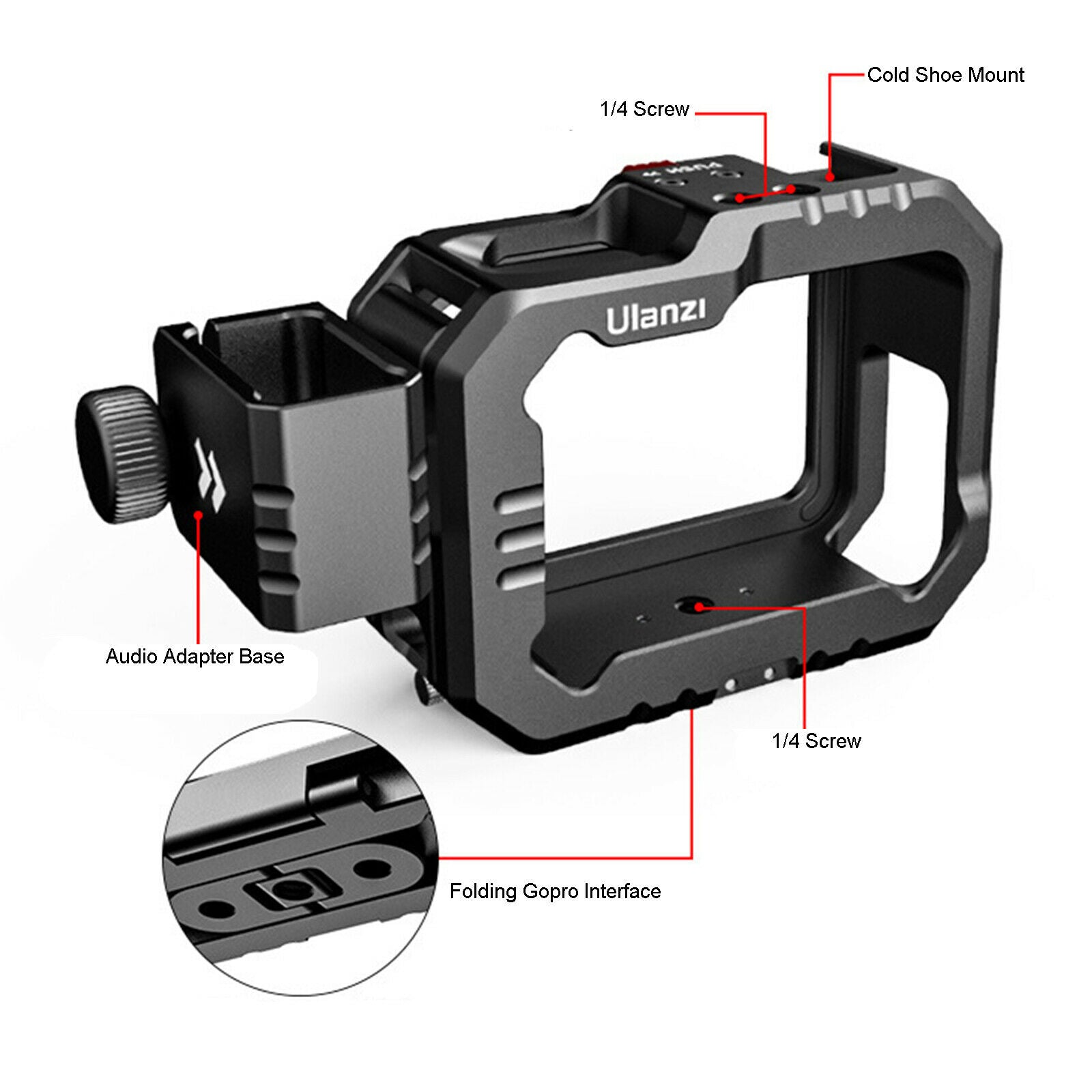 For Gopro 9 Sport Camera Enhanced Version Metal Protective Housing Shell Cover
