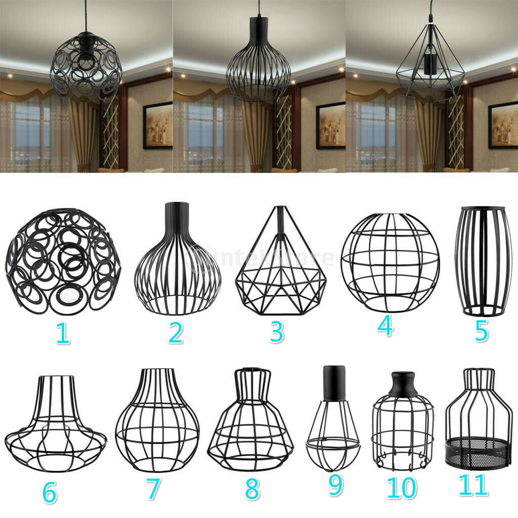 Floral Pattern Retro Lampshade w/ Cable Bulb Chandelier Sconce Decor Black