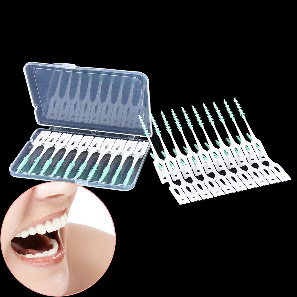 40pcs/Set Silicone Dental Floss Cleaning Brush Teeth Elastic Massage Bar Adul DD