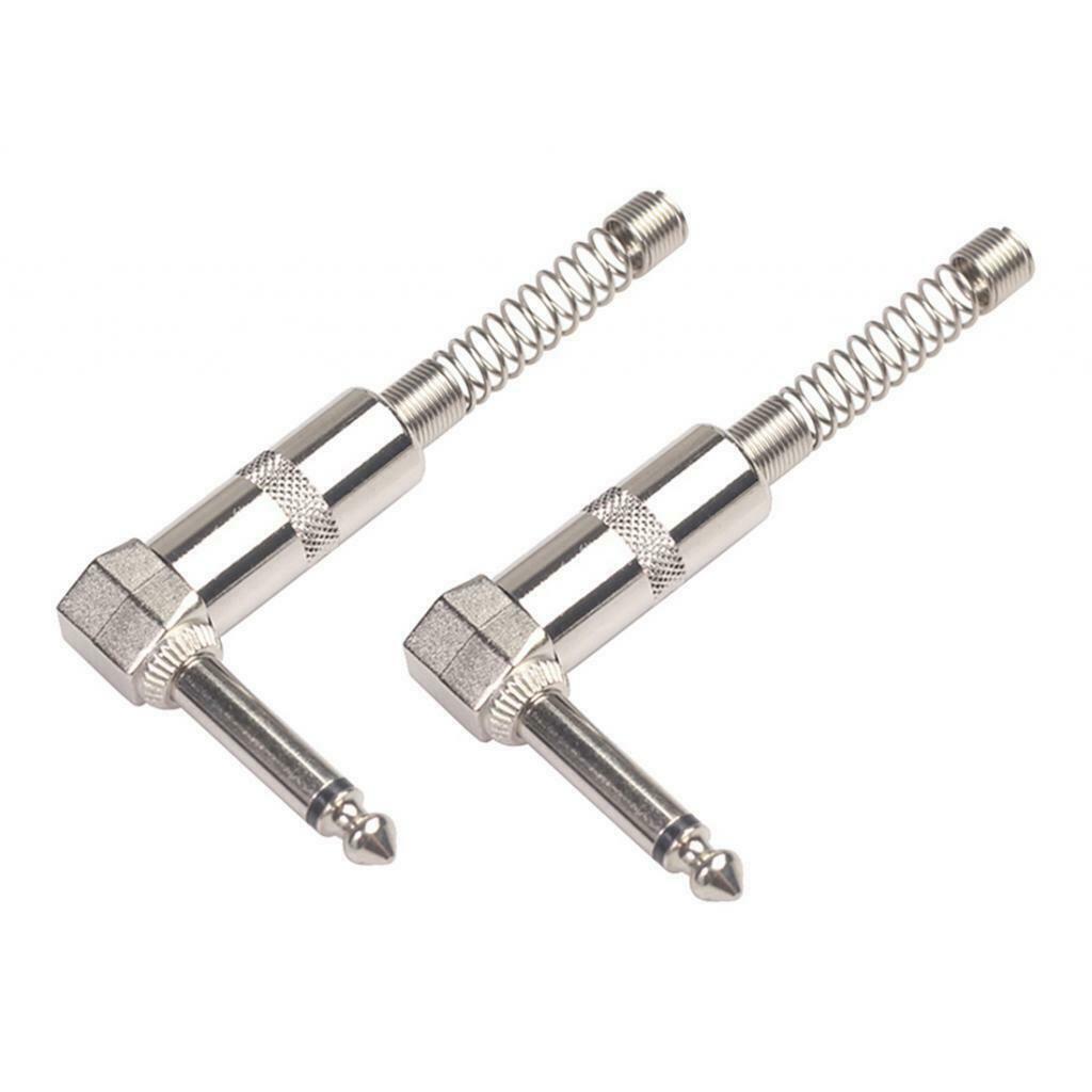 2Pieces Zinc Alloy L Shape 6.35mm Mono DIY Solder Plug For Guitar Mic Audio