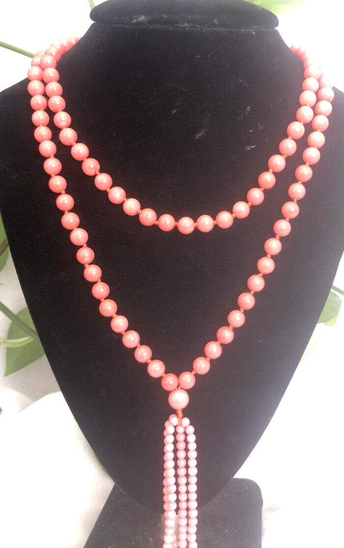 New 7-8mm round pink natural high-quality coral necklace Buddhism 50â€