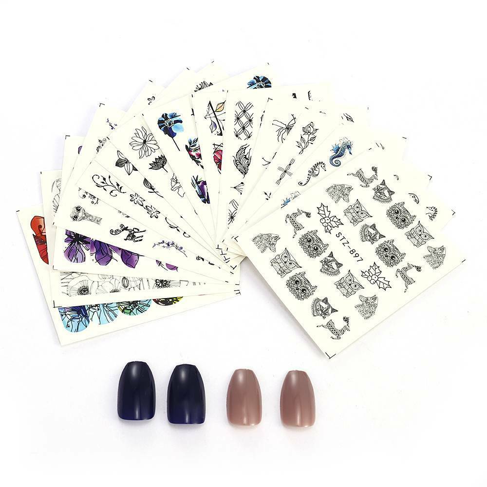 14X Nail Art Water Transfer Stickers Butterfly Flower Design Decals Manicure DIY