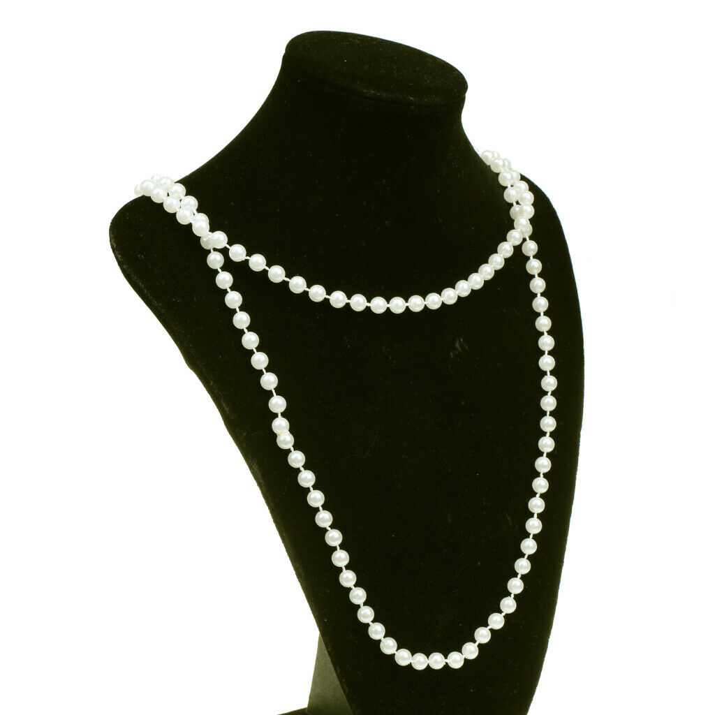 Long White Pearls Necklace  Flapper Party Dress Up Costume Accessory