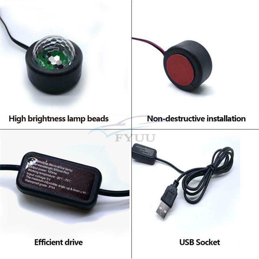 1 Set of 4 in 1 Voice-activated Car Indoor Seven-color RGB LED Atmosphere Lights