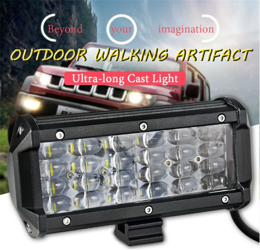 Pair 6.5" 144W Quad Row Light Bar Off-road Driving Fog Lamp Flood LED Work Light