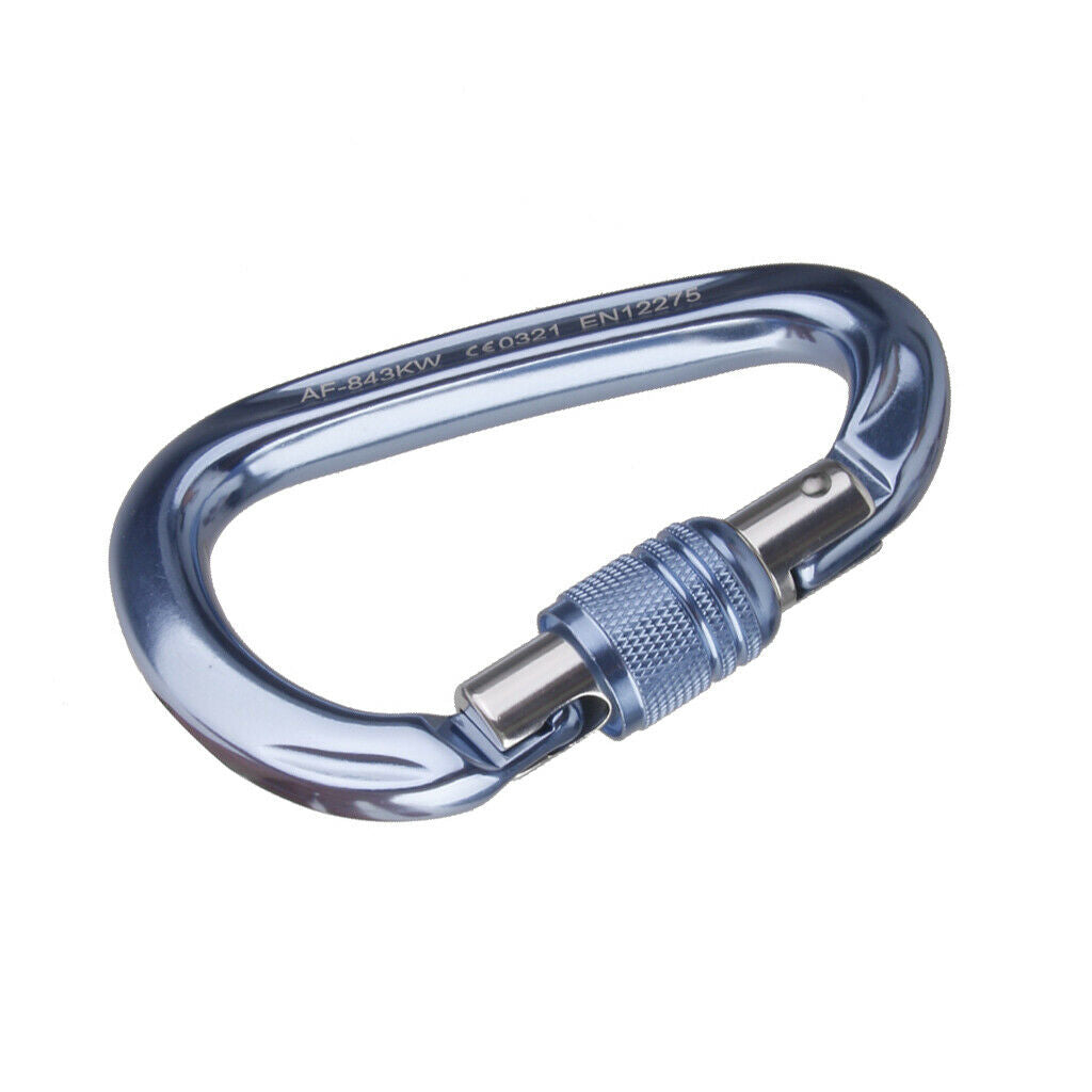 Screw Locking Mountaineering Climbing Aluminum Carabiner 28KN - Light Blue