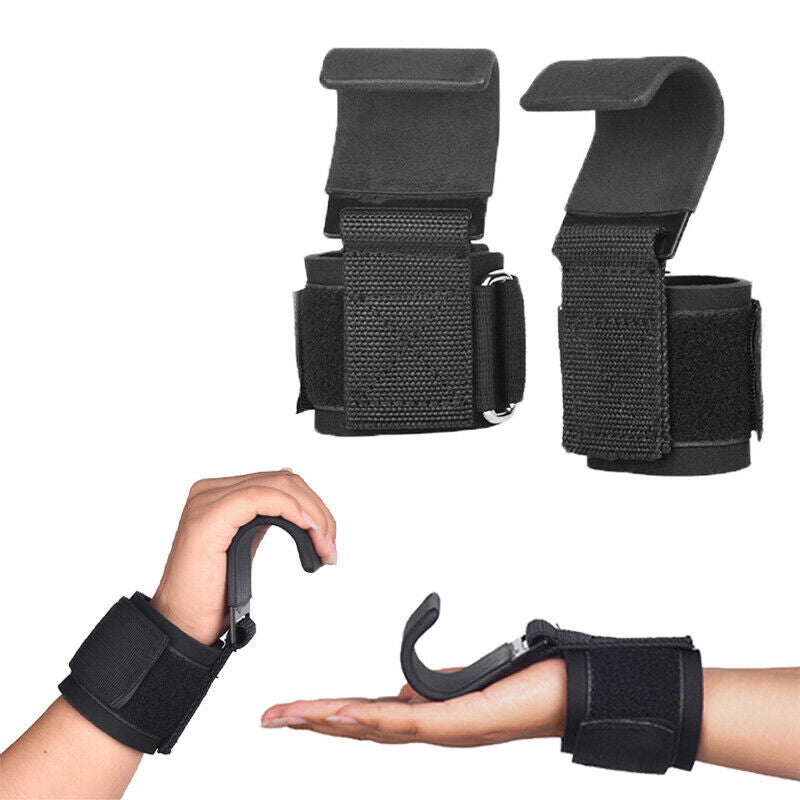 Mens Weightlifting Gym Strap Hook Power Lifting Training Wrist Support Lifting