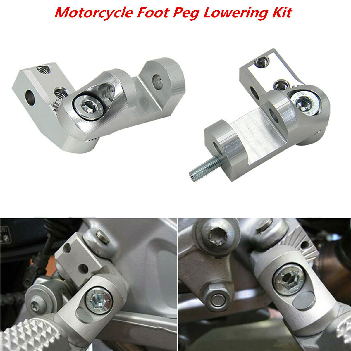 1 Pair Universal CNC Aluminum Motorcycle Foot Peg Passenger Footpeg Lowering Kit