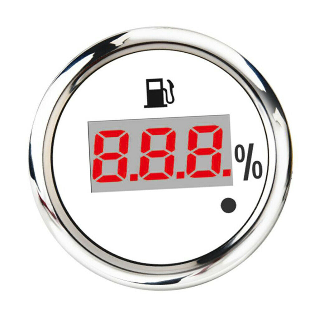 Waterproof Backlight Digital Fuel Level Gauge Meter for Marine Yacht (White)