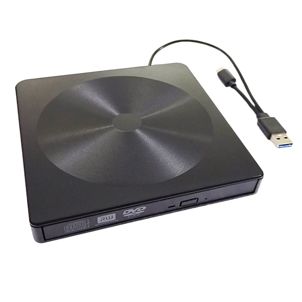 External USB CD Burner Writer DVD ROM Drive Player Black For PC &