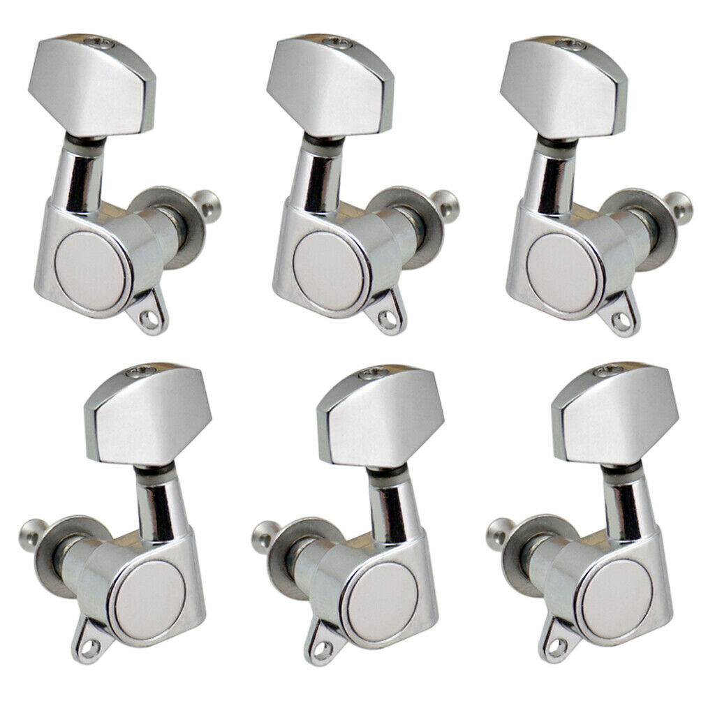 6 Pcs Chrome Sealed Guitar String Tuning Pegs Keys - 3 Left 3 Right - Guitar