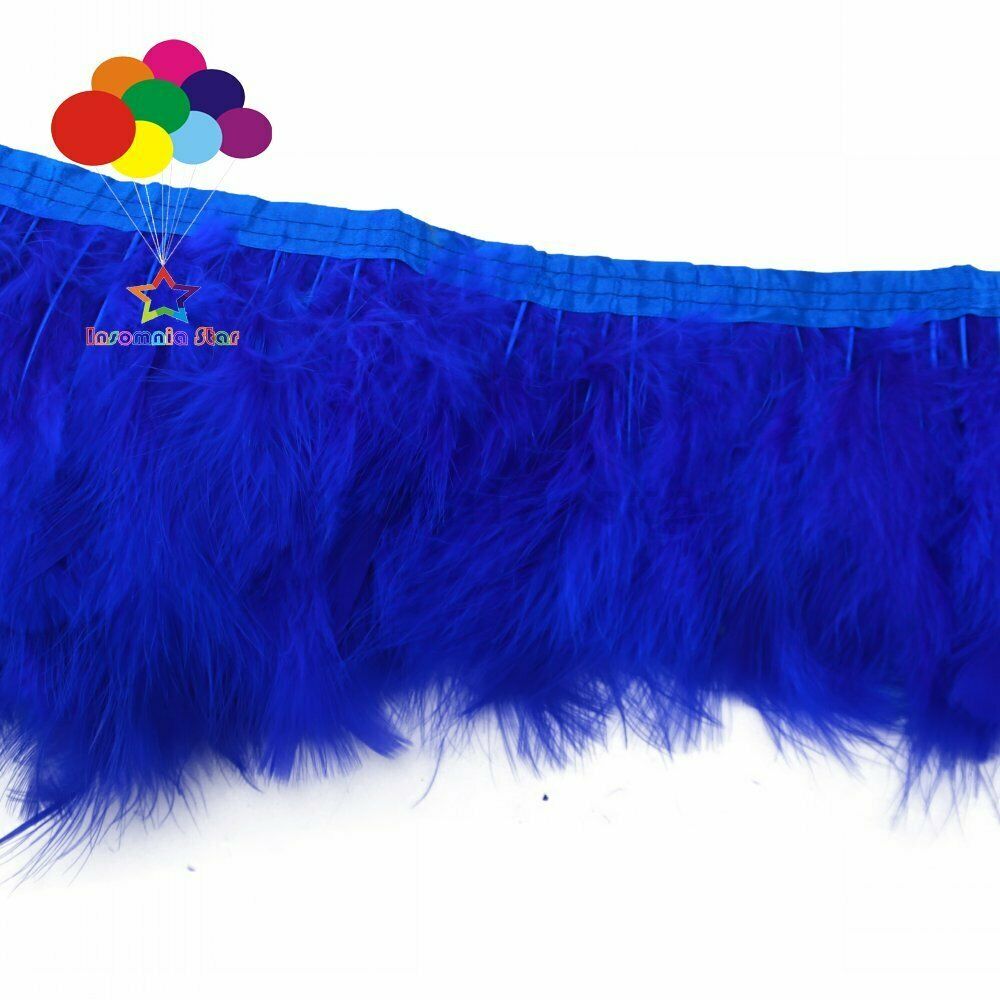 2 Meter Size 6-7 INCH Sapphire Marabou Feathers Trim Fringe Clothing Sewing