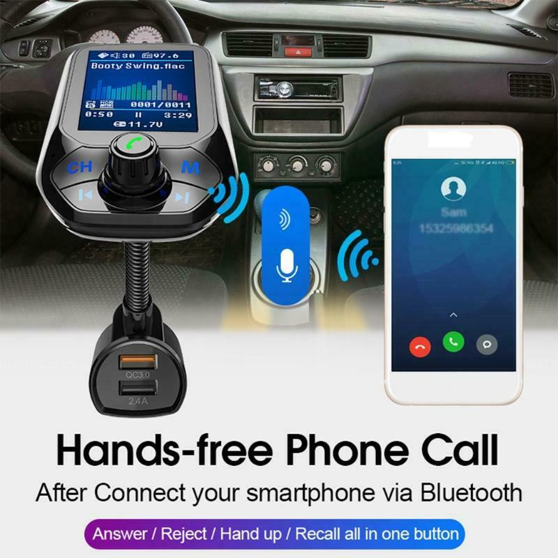 Bluetooth-compatible Player Car Kits Audio Music Adapter USB QC3.0 Fast Charger