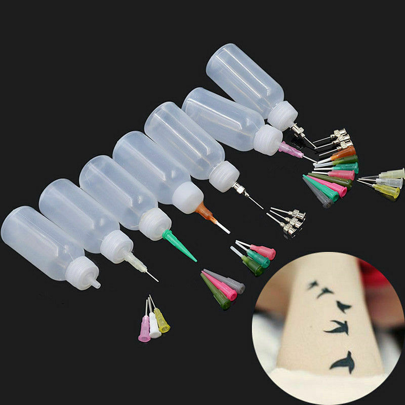 18x Full Set Henna Applicator Nozzles Bottles Paste Tattoo Body Art Drawing Tool