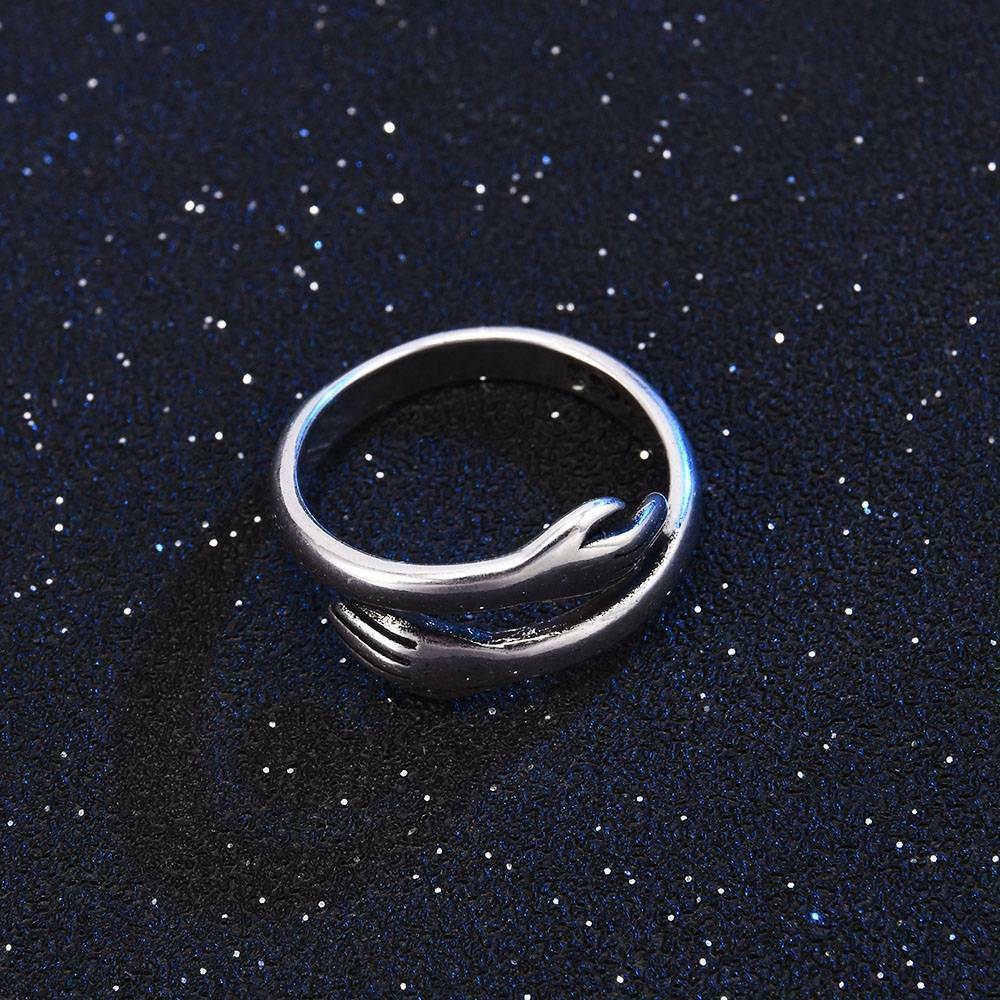 Novelty Hug Shape Engagement Ring Gift Adjustable for Couple Lover Friends Gifts